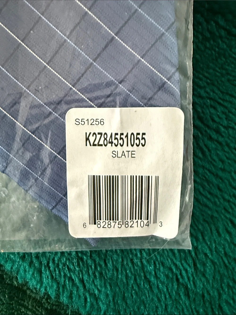 Calvin Klein Slate Blue Diagonal Check Zipper Tie